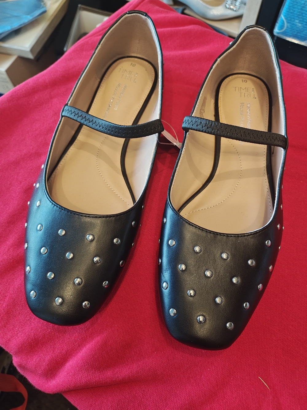 Time and Tru Black Studded Mary Jane Kids Shoes
